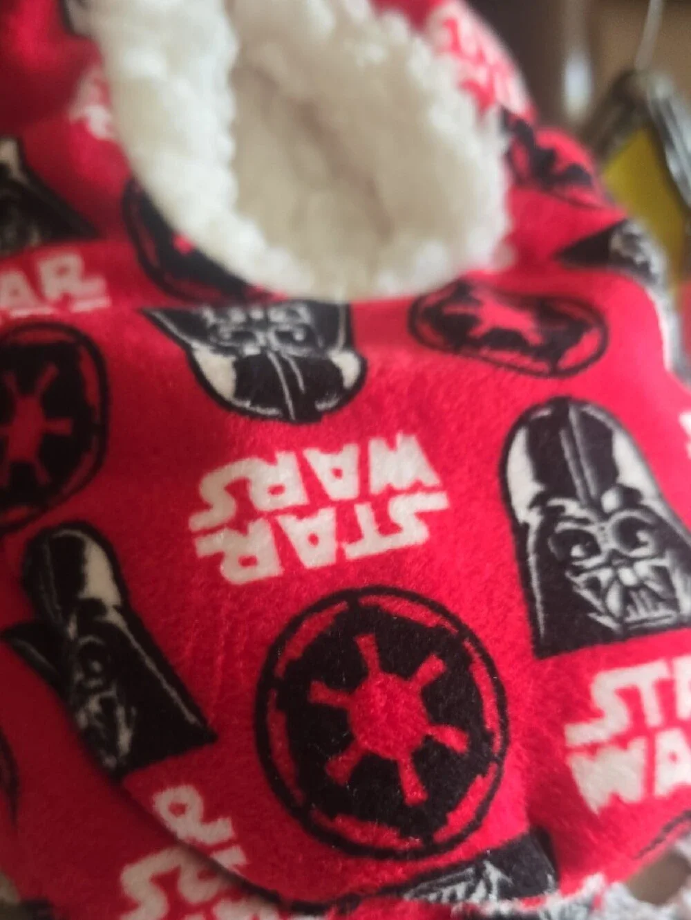 Star Wars Red & Black Darth Vader Fuzzy Slipper Socks for Kids